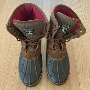 GH Bass Brown Duck Boots Red Lining Outdoors Hiking Waterproof Cabincore Camping